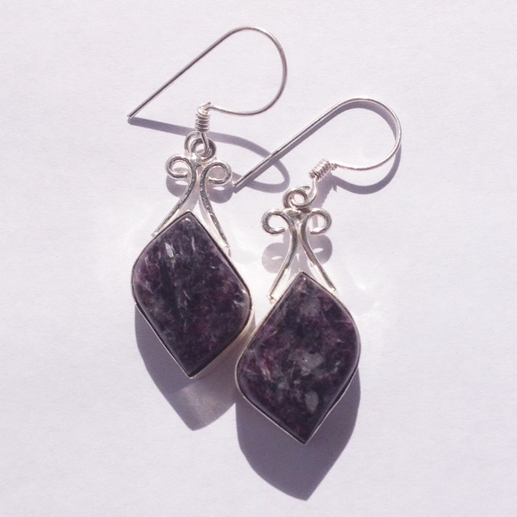 Natural Charoite Earrings - Picture 3 of 5